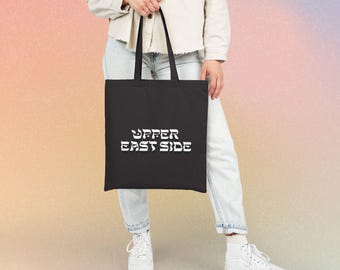 Sac fourre-tout en toile de coton avec police de style hébreu, Upper East Side