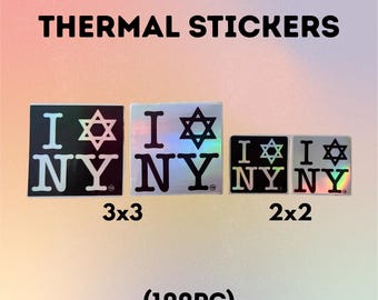 I LOVE NEW YORK (100pc) Jewish Star Holographic & Clear Thermal Stickers