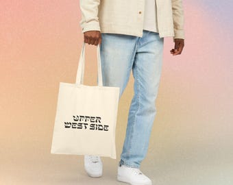 Sac fourre-tout en toile de coton avec police de style hébreu, Upper West Side, New York