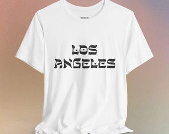 T-shirt unisexe à manches courtes en jersey avec inscription en hébreu Los Angeles - LA Jewish Pride
