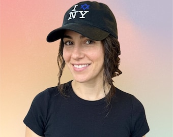 I Love NY Jewish Star Embroidered Baseball Cap - New York Jewish Pride