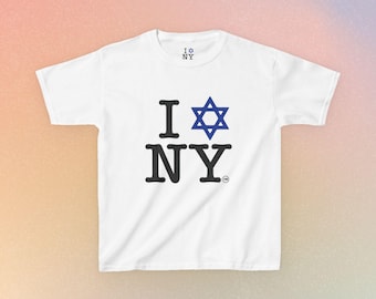 Kids I Jewish Star Love NY T-Shirt — Youth Jewish New York Pride Tee