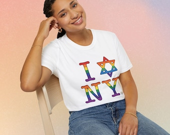 J'aime la fierté LGBTQ de la star juive de New York T-shirt souple unisexe