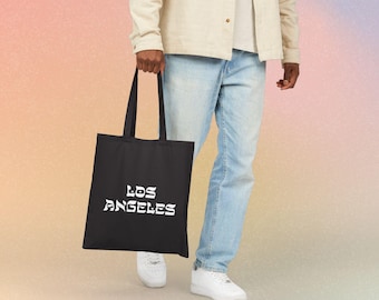 Sac fourre-tout en toile de coton avec police de style hébreu de Los Angeles - Fierté juive de Los Angeles
