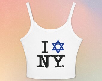 I Love New York Jewish Star Tank Top — Jewish Pride NYC Spaghetti Strap Crop