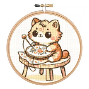 Cross stitch pattern Little embroiderer cat, Cross stitch cat, Cross Stiching Pattern, animal pattern, Instant PDF, Embroidery, DIY image 2