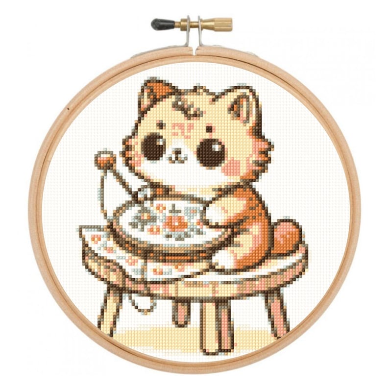 Cross stitch pattern Little embroiderer cat, Cross stitch cat, Cross Stiching Pattern, animal pattern, Instant PDF, Embroidery, DIY image 2