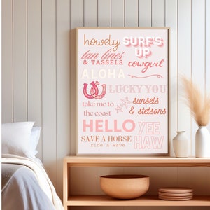 Coastal Cowgirl Wall Art Pink Beach Decor for Cowgirl Lovers