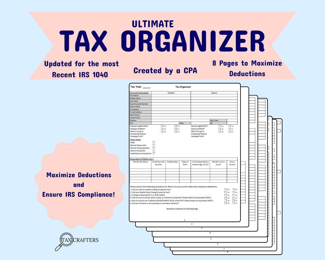 Ultimate Tax Organizer Printable Tax Organizer for Individuals (1040 Ultimate Tax Organizer Printable Tax Organizer for Individuals (1040