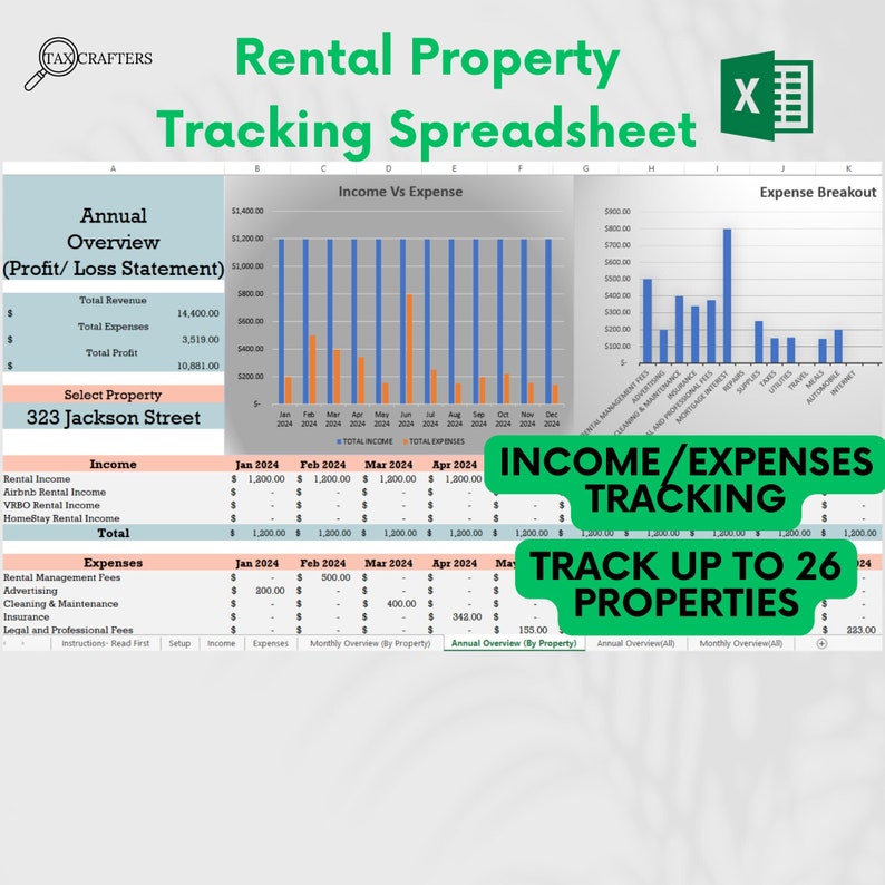Rent Breakdown Example Airbnb Template Income and Expense Spreadsheet Airbnb Host Template ...