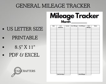 Mileage Tracker Printable, Log Book Planner Taxes, Gig App, Uber Eats, Shipt, Wait, Grubhub, Tracker Accessories, Delivery Driver