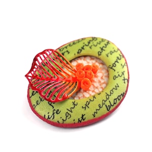 Polymer clay Abstract botanical Brooch. Contemporary, elegant clay brooch. Colorful organic pin. Artsy brooch. Art pin. Fun organic brooch.