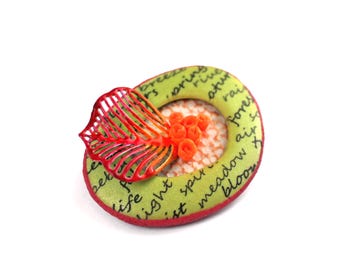 Polymer clay Abstract botanical Brooch. Contemporary, elegant clay brooch. Colorful organic pin. Artsy brooch. Art pin. Fun organic brooch.