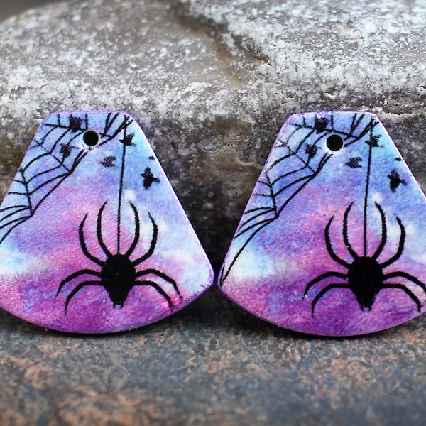 Polymer clay handmade earring components.  Pair.   Transferred image, light weight clay charms. Colorful. Made to Order.