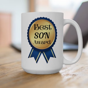 Best Son Award Ceramic Coffee Mug,Best son birthday present,Best son grad gift,Unique best son gift,cool trophy gift son,special son gift.