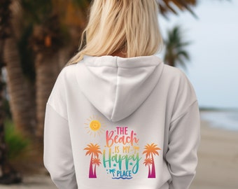 Womens beach hoodie pullover sweatshirt,Summer beach hoodie,Vibrant palm tree sweatshirt,Summer vibes hoodie,Gift for her,mom,daughter,group