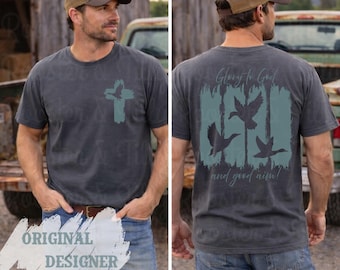 Image PNG de chasse au canard chrétienne, Gloire à Dieu, Illustration pour chasseur de gibier d'eau, Illustration pour t-shirt avec appeau à colvert, Téléchargement numérique « Foi en plein air »