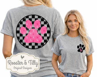 Breast Cancer Paw Print PNG Bundle, Pink Ribbon Dog Mom Design, Pet Awareness Graphic, Support Cancer Survivor Art, Digital Download
