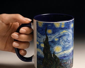 Tazza in ceramica con paesaggio notturno stellato / Tazza da caffè ispirata al cielo notturno di Van Gogh