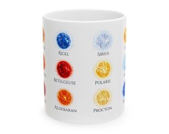 Named Stars Chart mug | Sirius Betelgeuse Polaris Aldebaran Procyon 11/15oz