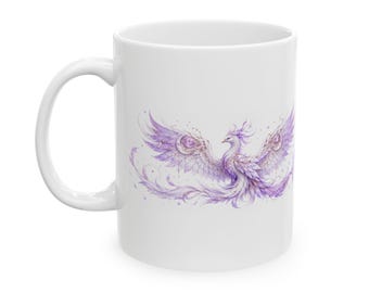 Purple Watercolor Phoenix Mug | Ceramic Coffee Cup