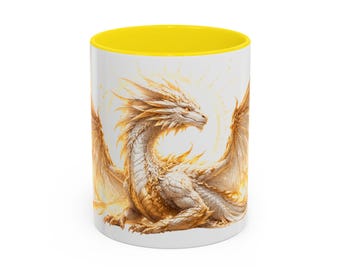 Golden Yellow Dragon Coffee Mug | 11oz 15oz