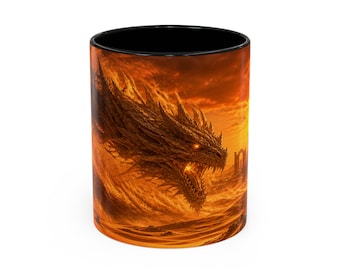 Dragon Sunset-mok, fantasiekoffiekop 11oz 15oz