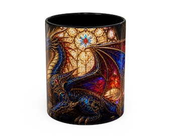 Gebrandschilderd glas drakenmok, fantasiekoffiekop 11/15oz
