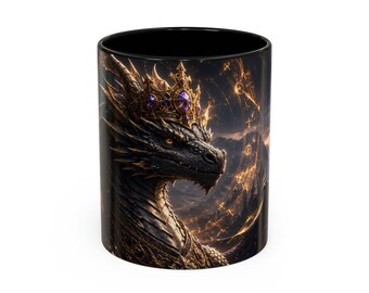 Mok Dark Dragon Castle, fantasiekoffiemok 11/15oz