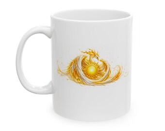 Golden Brushstroke Flame Mug | Ceramic Coffee Cup 11/15oz