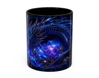 Blue Dragon-koffiemok, Galaxy Dragon Art, fantasiebeker 11/15 oz