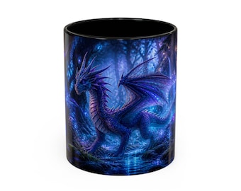 Blue Dragon-koffiemok, mystiek bosnachtlandschap 11/15oz