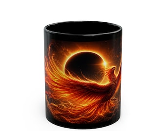 Dark Phoenix Rising-mok, zwart keramiek 11/15oz
