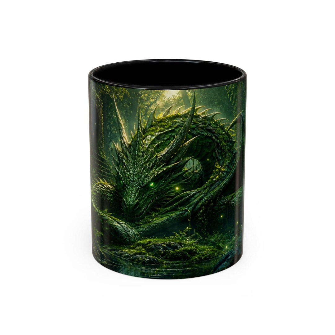 Emerald Forest Dragon Mug, Fantasy Coffee Cup 11oz 15oz - Etsy
