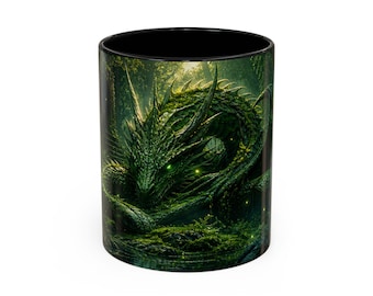 Emerald Forest Dragon-mok, fantasiekoffiekop 11oz 15oz
