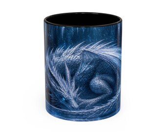 Blauwe mok slapende draak | Accentkoffiemok 11oz 15oz