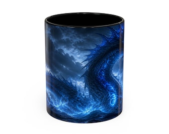 Blue Storm Dragon-mok, fantasiekoffiekop 11oz of 15oz