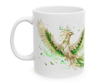 Green Phoenix Mug | Ceramic Coffee Tea Cup 11/15oz