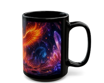 Phoenix in the Galaxy-mok, zwarte keramische koffiekop 11/15oz