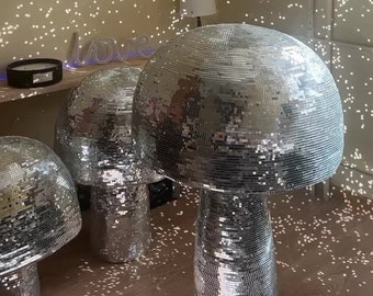 Spinning Mirror Reflective Mushroom Disco Ball Room Table Decor for Parties