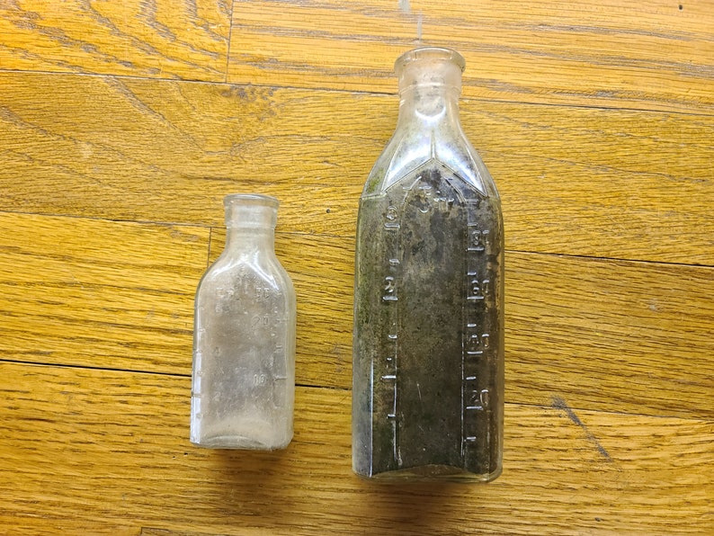 VINTAGE BOTTLES for crafting, decorating, collecting. From 1910's-30's measurment