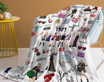 Taylor Eras Tour Blanket, Swiftie Eras Blanket, Microfiber Velveteen Blanket, Eras Tour Outfits, Cute and Cozy Taylor Inspired Blanket