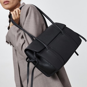 Echtleder-Einkaufstasche, Damenledertasche mit oberem Griff, große Ledertasche