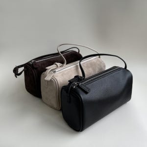 90er Jahre Leder Beutel, Echt Leder Kleine Tasche mit Henkel, Leder Mini Tragetasche