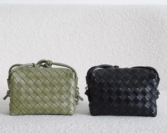 Bolsos de hombro de piel trenzada, bolsos de mano de piel trenzada, bolsos cruzados de piel trenzada, mini bolso