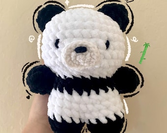 Handmade panda plush, crochet panda, panda stuffed animal, amigurumi panda plushy - ready to ship!