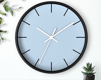 Pastel Blue Wall Clock (Black Indicators)