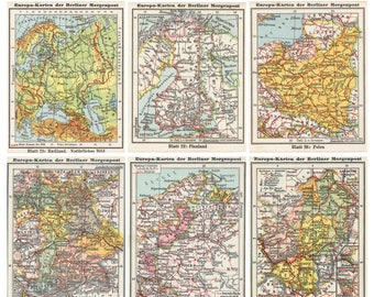 CARTE cartes Voyage Vintage Images - feuille de Collage numérique téléchargement immédiat