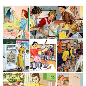 RETRO HOUSE WIFE Vintage Images - Instant Download Digital Collage Sheet