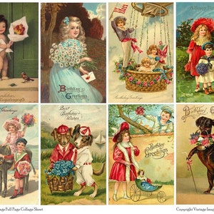Geburtstag Grüße Jahrgang Geburtstag Postkarten - sofort-Download digitale Collage Blatt